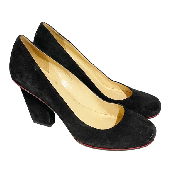 Kate Spade Size 10B Black‎ Suede Leather Round Toe Square Heel Shoes - Picture 3 of 6